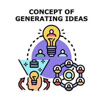 Generating creative ideas for business innovation and collaboration Stock Illustration