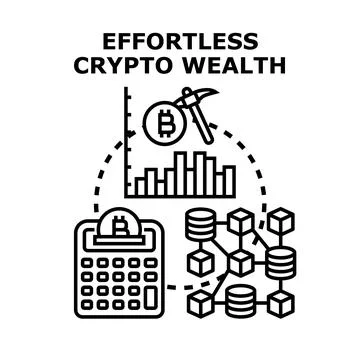Generating crypto wealth through mining and blockchain technology Stock Illustration
