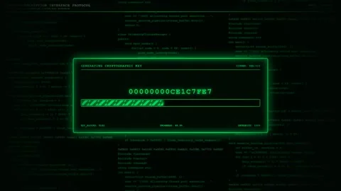 Generating Cryptographic Key Green Encryption Progress Bar Cipher Animation. Stock-Footage 347439872
