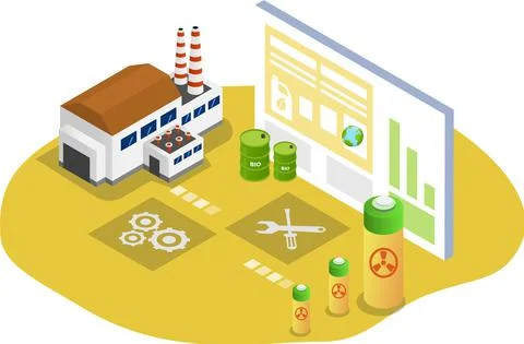 Generating electricity using green technologies illustrations set. Alternative Stock Illustration