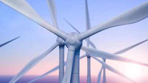 Generating electricity from wind. Caring for the environment. Rotating wind Stock Illustration