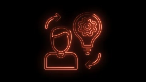 Generating ideas and creative thinking neon light animated loop video background Stock Footage 322961949