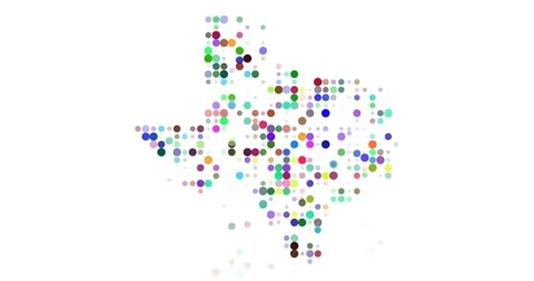 Generating the Map of Texas with Falling Digital Circles Stock Footage 322614543