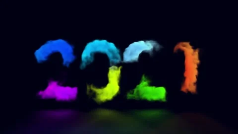 Generating new year's numbers 2021 from colored smoke Stock Footage 147401889