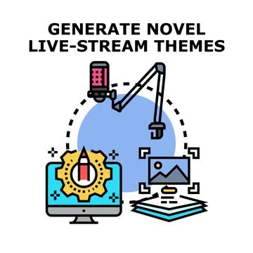 Generating novel live stream themes and content Stock Illustration