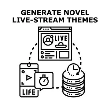 Generating novel live stream themes concept illustration Stock Illustration