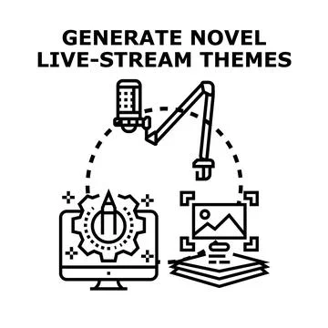 Generating novel live stream themes and content Stock Illustration