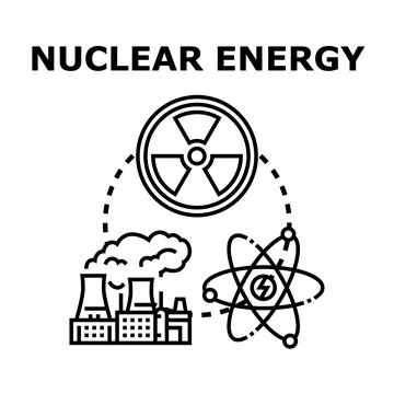 Generating nuclear power using atomic energy concept Stock Illustration