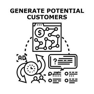 Generating potential customers lead generation process marketing Stock Illustration