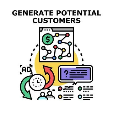 Generating potential customers lead generation process marketing Stock Illustration