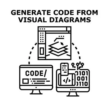 Generating programming code from visual diagrams concept Stock-Illustration
