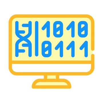 Generating protein cell using computer code color icon vector illustration Illustrazione stock