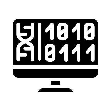 Generating protein cell using computer code glyph icon vector illustration 스톡 일러스트