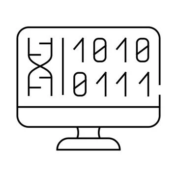 Generating protein cell using computer code line icon vector illustration Stock Illustration