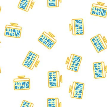 Generating protein cell using computer code vector seamless pattern Stock Illustration