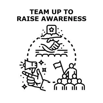 Generating public awareness through collaborative effort Stock Illustration