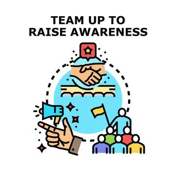 Generating public awareness through collaborative effort Stock Illustration