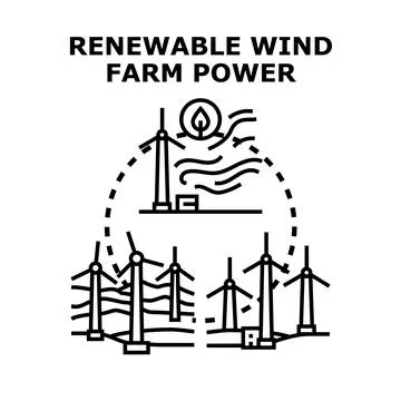 Generating renewable wind power in natural environment concept Stock Illustration