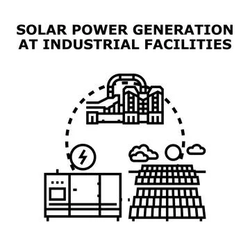 Generating solar power for industrial facilities concept Stock Illustration