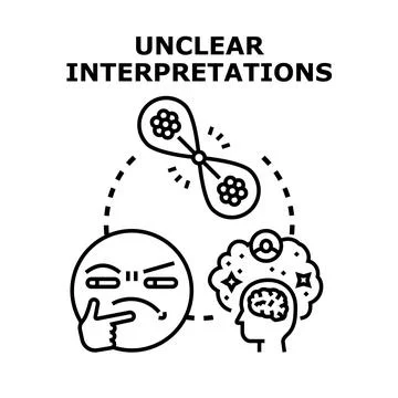 Generating unclear interpretations and problem solving difficulties Stock Illustration