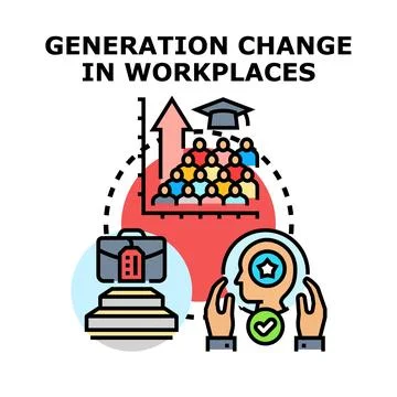 Generation change in workplaces concept illustration 스톡 일러스트