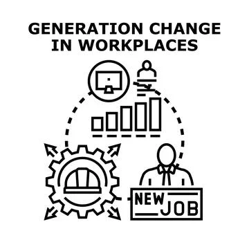 Generation change in workplaces concept illustration icon Stock Illustration