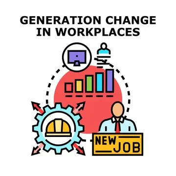 Generation change in workplaces concept illustration icon Stock Illustration