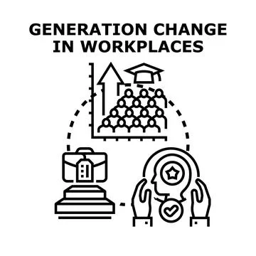 Generation change in workplaces concept illustration Stock Illustration