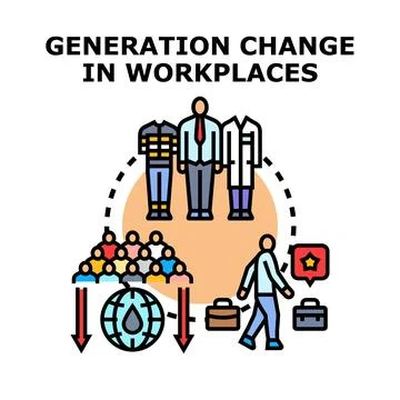 Generation change in workplaces concept illustration 库存插图