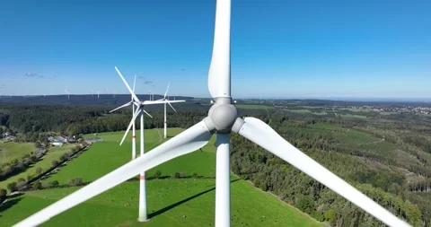 Generation of electricity from wind turbines in German countryside. Stock Footage 288367290