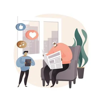 Generation gap abstract concept vector illustration. Stock Illustration