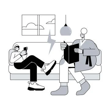 Generation gap abstract concept vector illustration. Stock Illustration