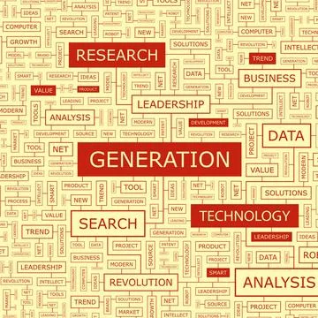 GENERATION GENERATION. Word cloud illustration. Tag cloud concept collage.... Stock Photos