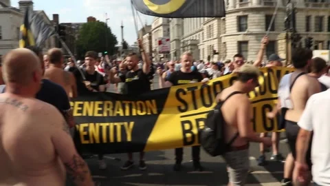 Generation Identity attend protest in support of Tommy Robinson Stock Footage 165964657