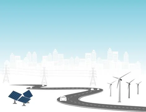 Generation system renewable Clean energy from nature. Stock Illustration