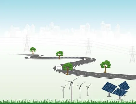Generation system renewable Clean energy from nature. Stock Illustration