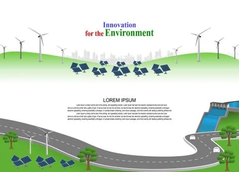 Generation system renewable Clean energy from nature. Stock Illustration