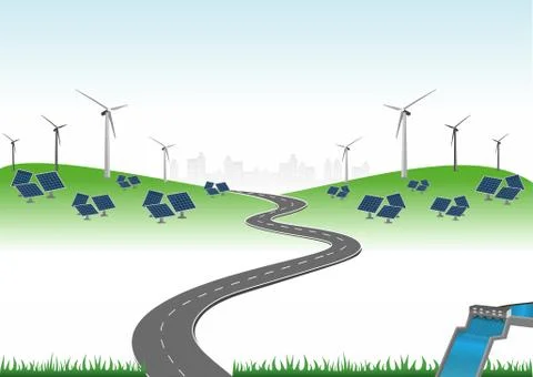 Generation system renewable Clean energy from nature. Stock Illustration