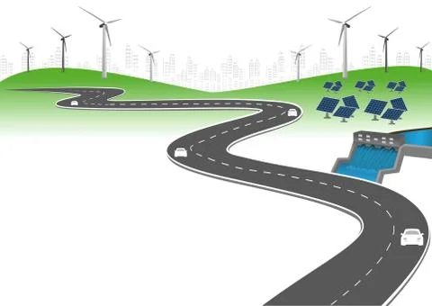 Generation system renewable Clean energy from nature. Stock Illustration