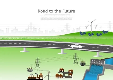 Generation system renewable Clean energy from nature. Stock Illustration