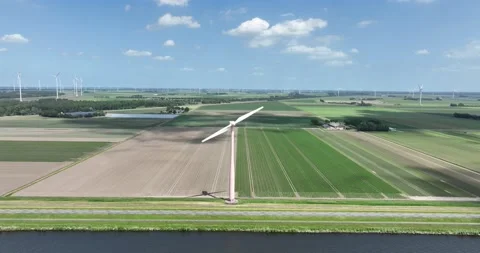 Generation of wind energy through wind turbine systems. Green sustainable Stock Footage 197742164