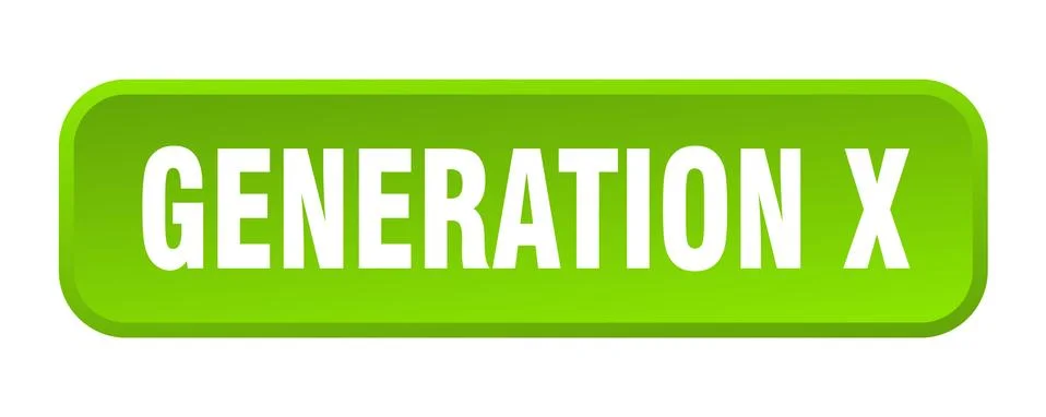 Generation x button. generation x square 3d push button Stock Illustration