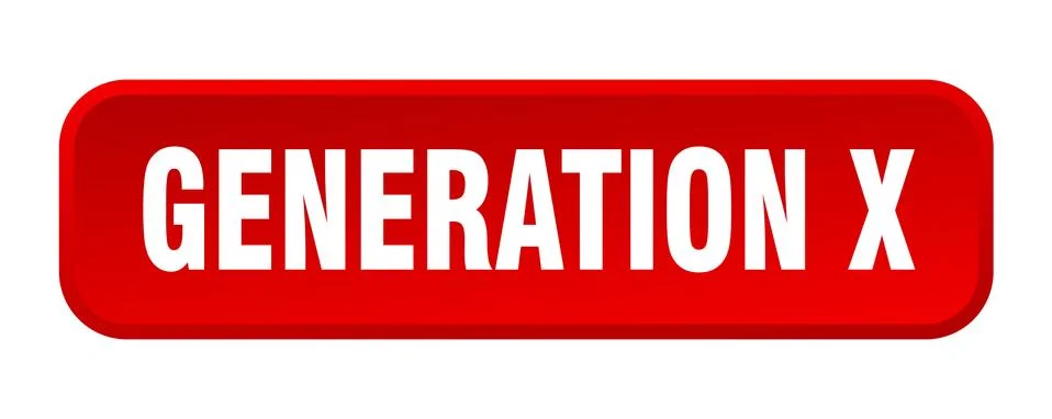 Generation x button. generation x square 3d push button Stock Illustration