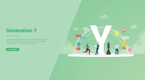 Generation y concept for website template or landing homepage banner - vector Stock Illustration