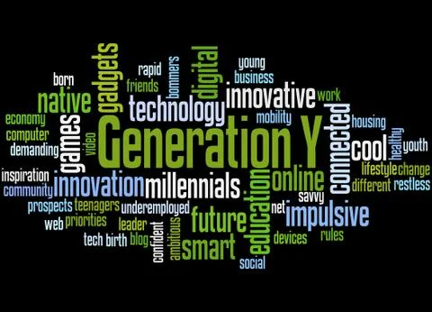Generation Y, word cloud concept Stock Illustration