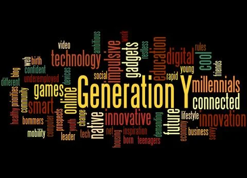 Generation Y, word cloud concept Stock Illustration