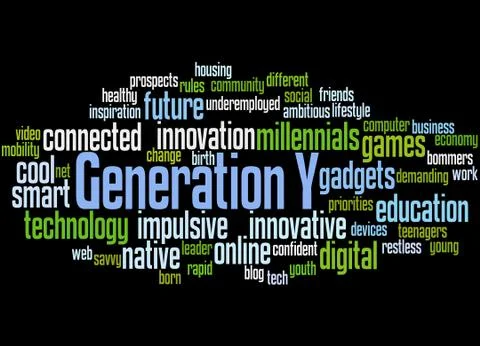 Generation Y, word cloud concept Stock Illustration