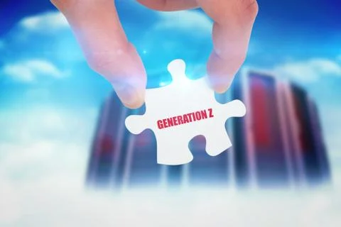 Generation z against composite image of server towers Illustrazione stock