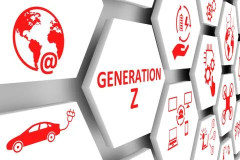 GENERATION Z concept cell background 3d illustration Stock Illustration
