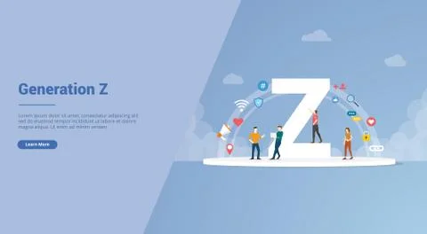 Generation z concept for website template or landing homepage banner - vector Stock Illustration